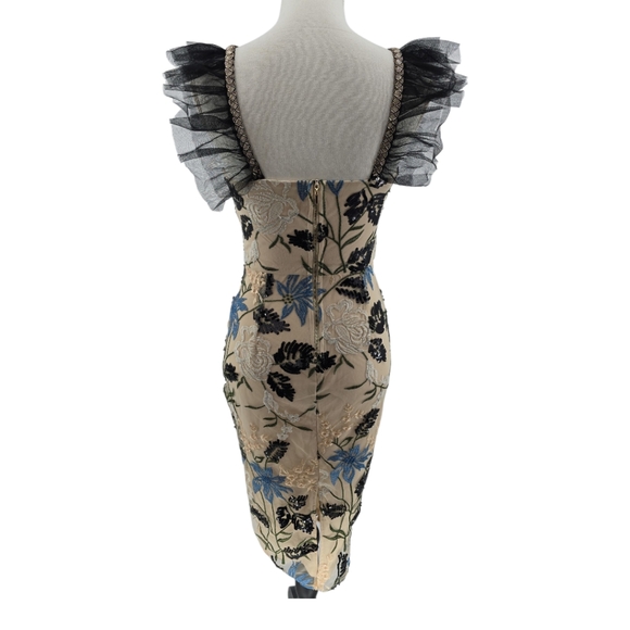 Lulus NWOT Showstopper Cream Embroidered Sequined Bodycon Midi Dress Size XS - Picture 3 of 11